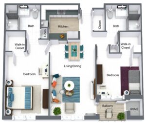 Meer Independent Living Apartments - Two Bedroom Split Layout