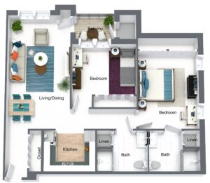 Meer Independent Living Apartments - Two Bedroom Layout